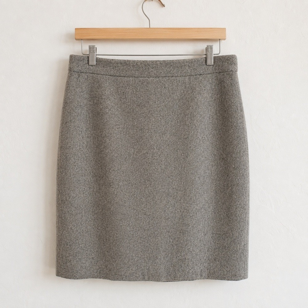 J Crew The Pencil Skirt Gray Wool Lined Back Zipper Professional Career Size 10